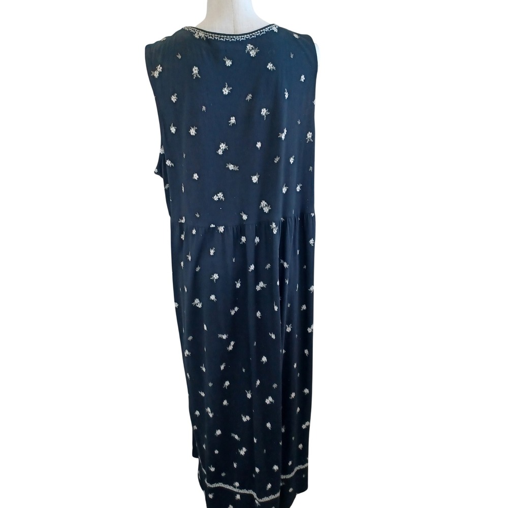 J. Jill Womens 2X Black White Floral Embroidered Sleeveless Maxi Dress 203603 - Picture 3 of 11